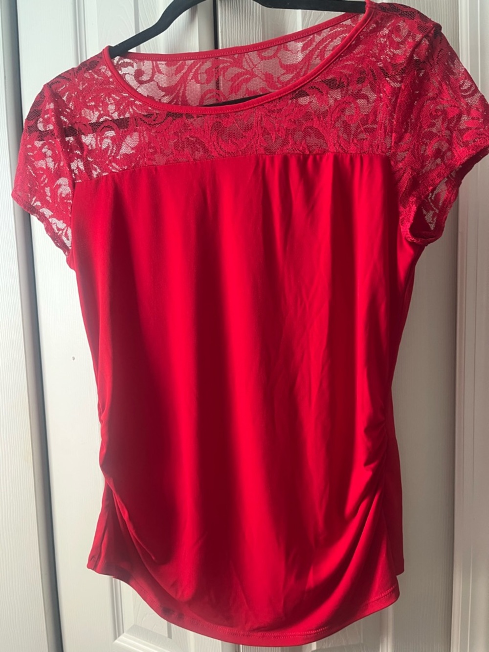 New York & Company Red Lace Top - Picture 2 of 7